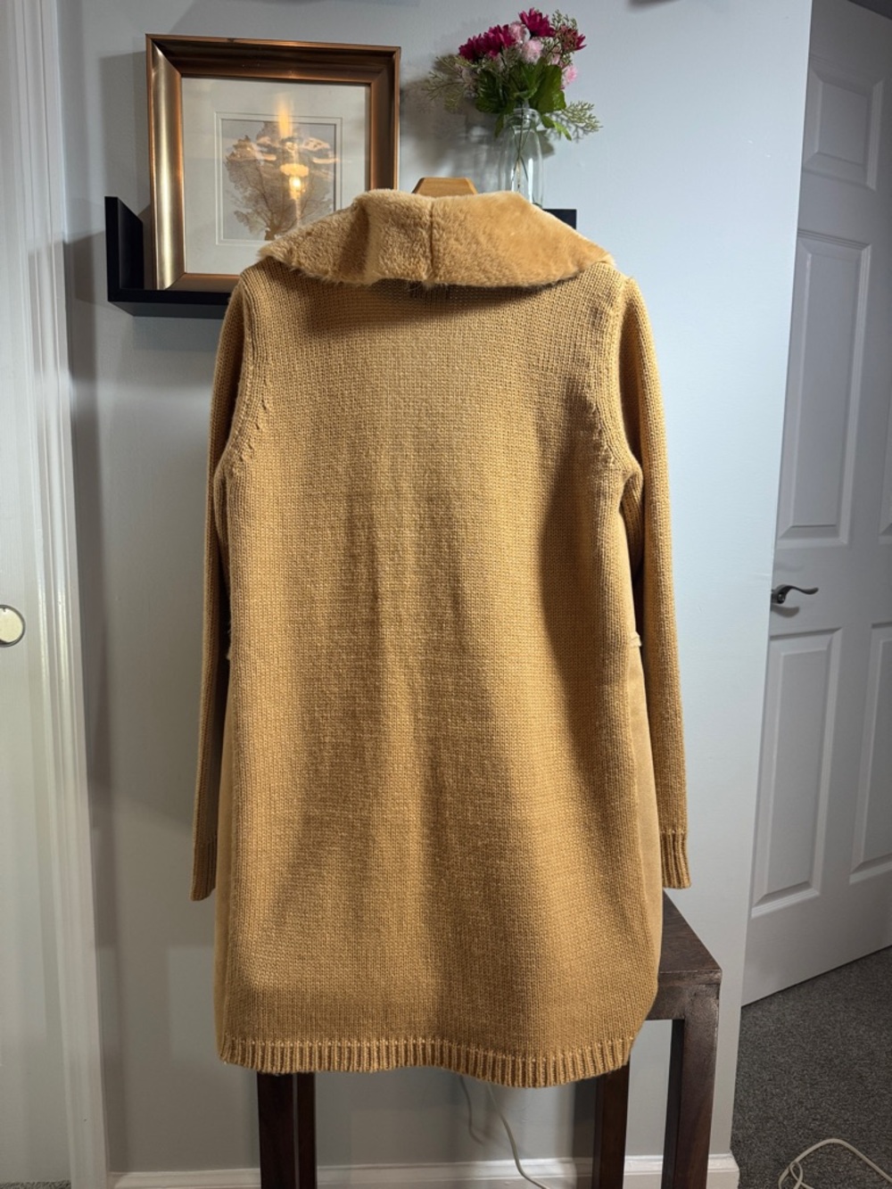 Women's Hooded Faux-Shearling Open Front Topper - Picture 3 of 4